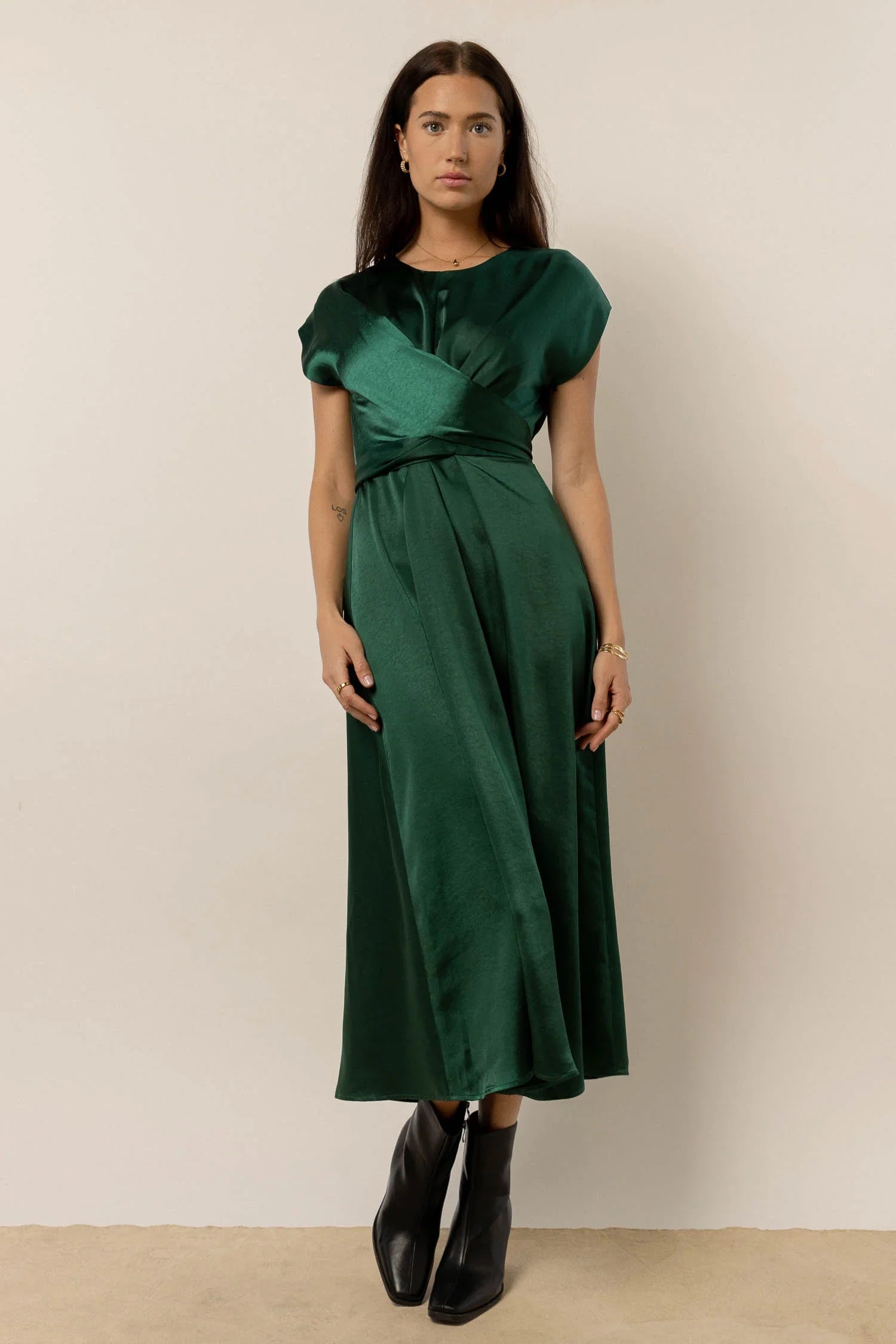 Rosalind Midi Dress in Emerald FINAL SALE