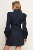 AUTUMN DAYS DARK INDIGO DENIM MINI DRESS FINAL SALE