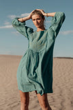 Serendipity Embroidered Dress in Light Teal FINAL SALE