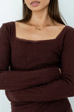 Andrea Knit Top in Burgundy