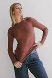 Lonnie Button Sleeve Sweater in Brown FINAL SALE