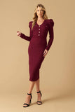 Size Small YOUNG LOVE BURGUNDY PUFF SLEEVE SWEATER DRESS FINAL SALE