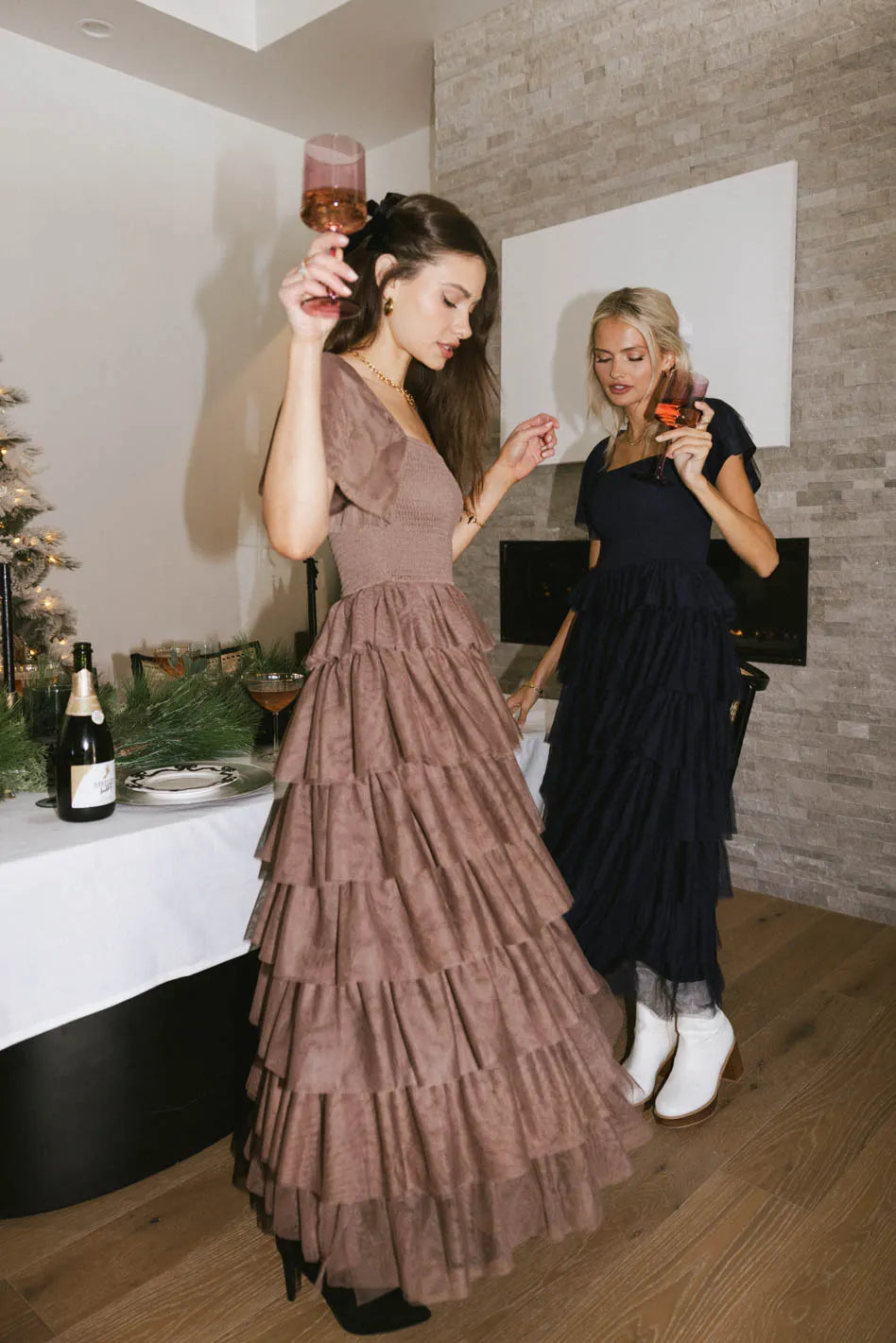 Mia Tulle Maxi Dress in Mocha FINAL SALE