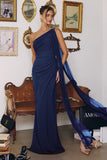 Melissa Gown One Shoulder Chiffon Dress