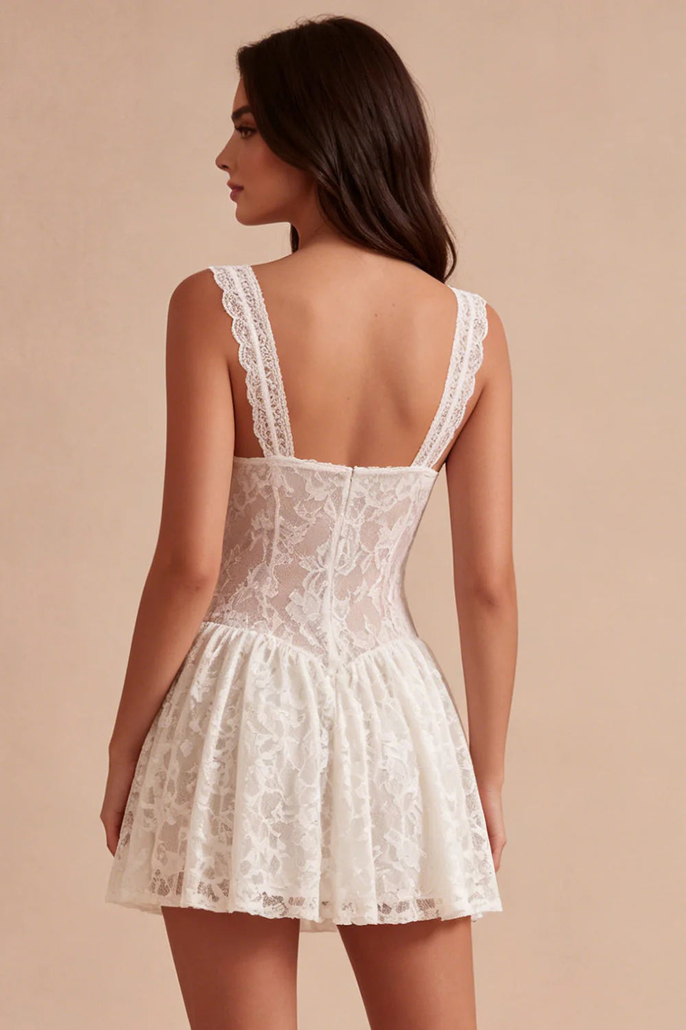 Lace White A Line Short Bridal Shower Dress