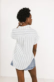 Topanga Striped Button Up in White FINAL SALE