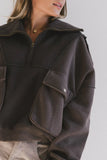 Mickey Half Zip Sweatshirt in Charcoal FINAL SALE