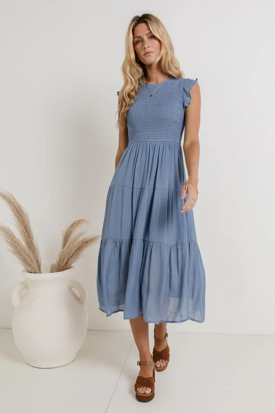 Declan Midi Dress in Blue FINAL SALE