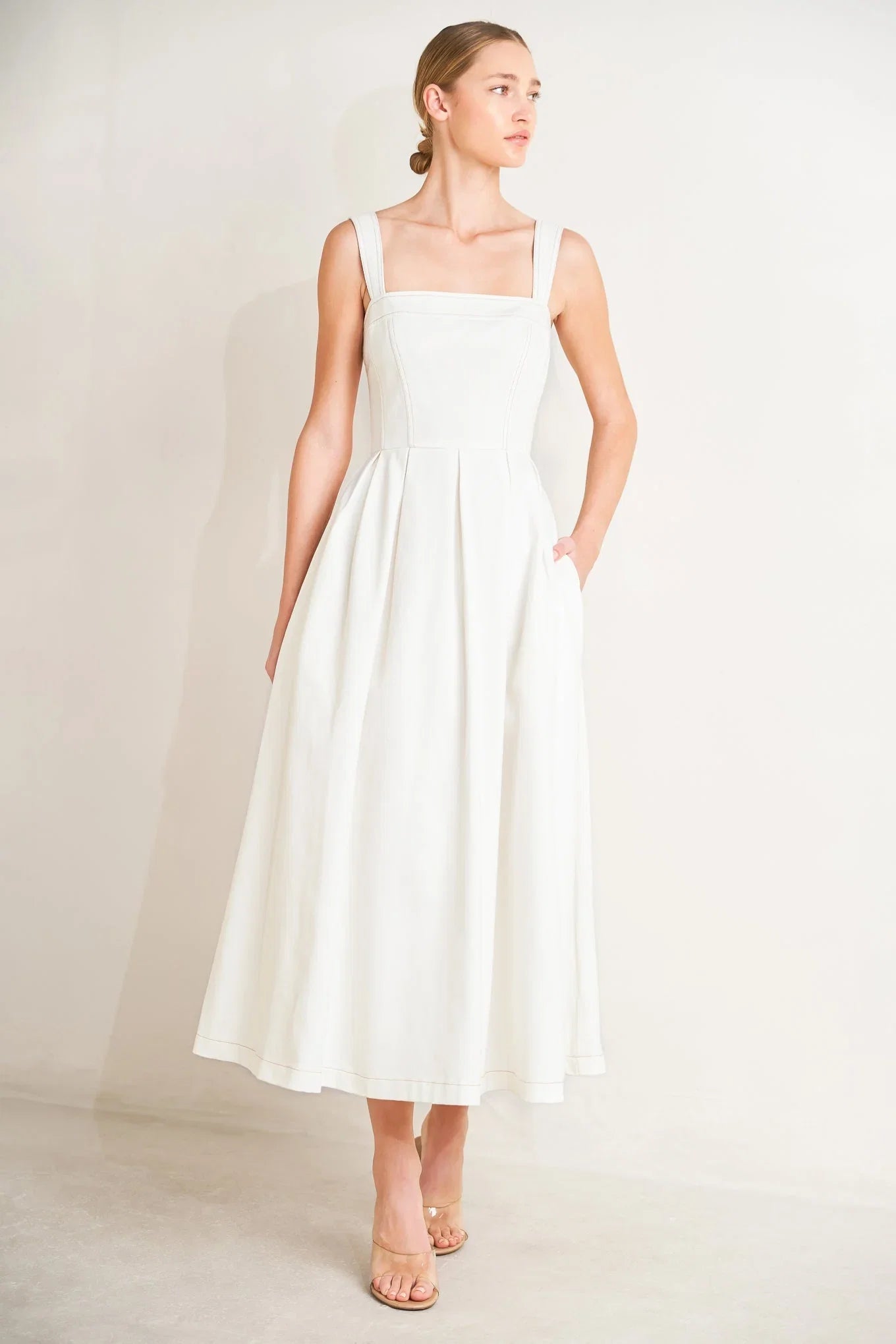 SERENE CHARM OFF WHITE MIDI DRESS FINAL SALE