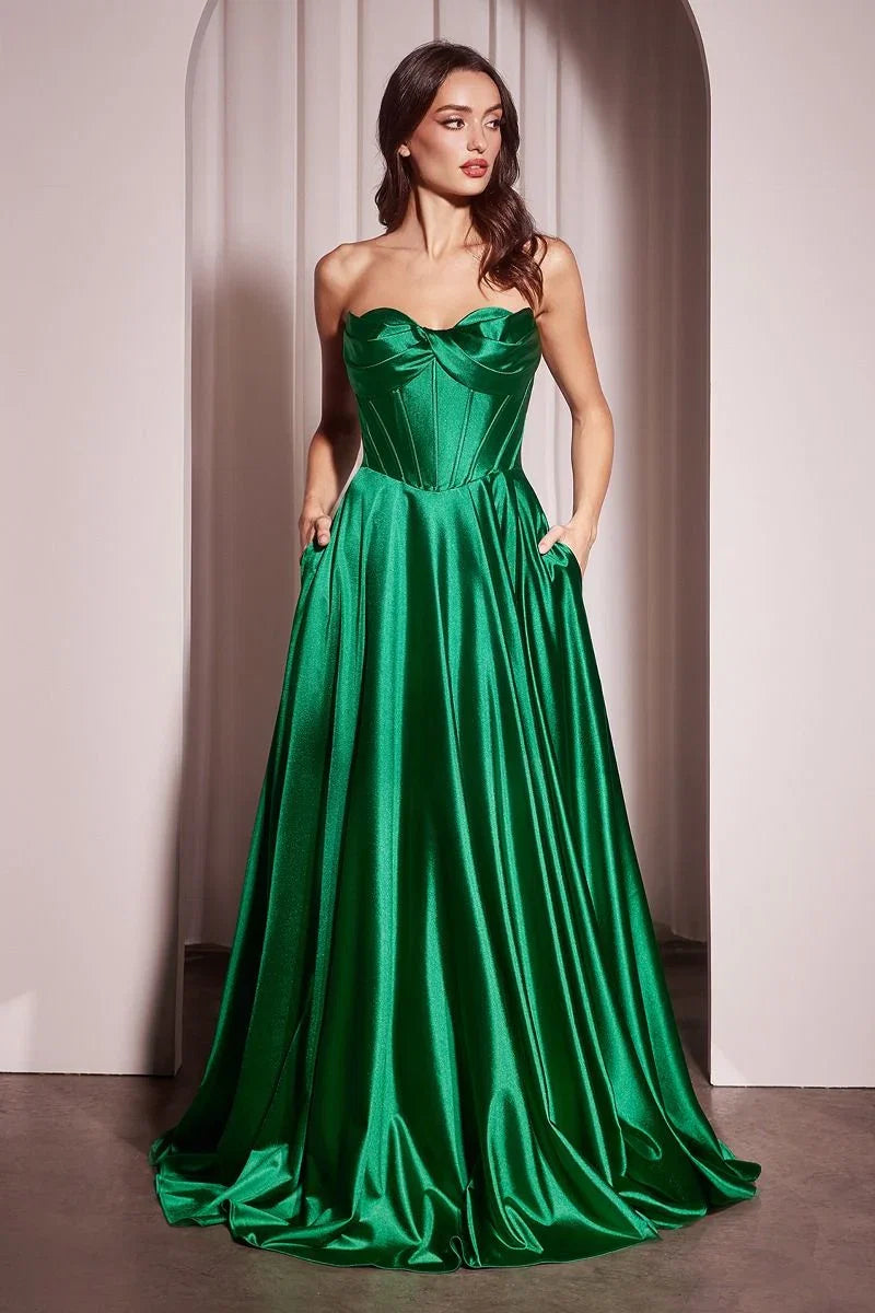 Ellery Gown Satin A line Dress With Pockets