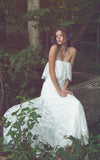 Off Shoulder Long Mermaid Lace Boho Wedding Dress With Ruffles