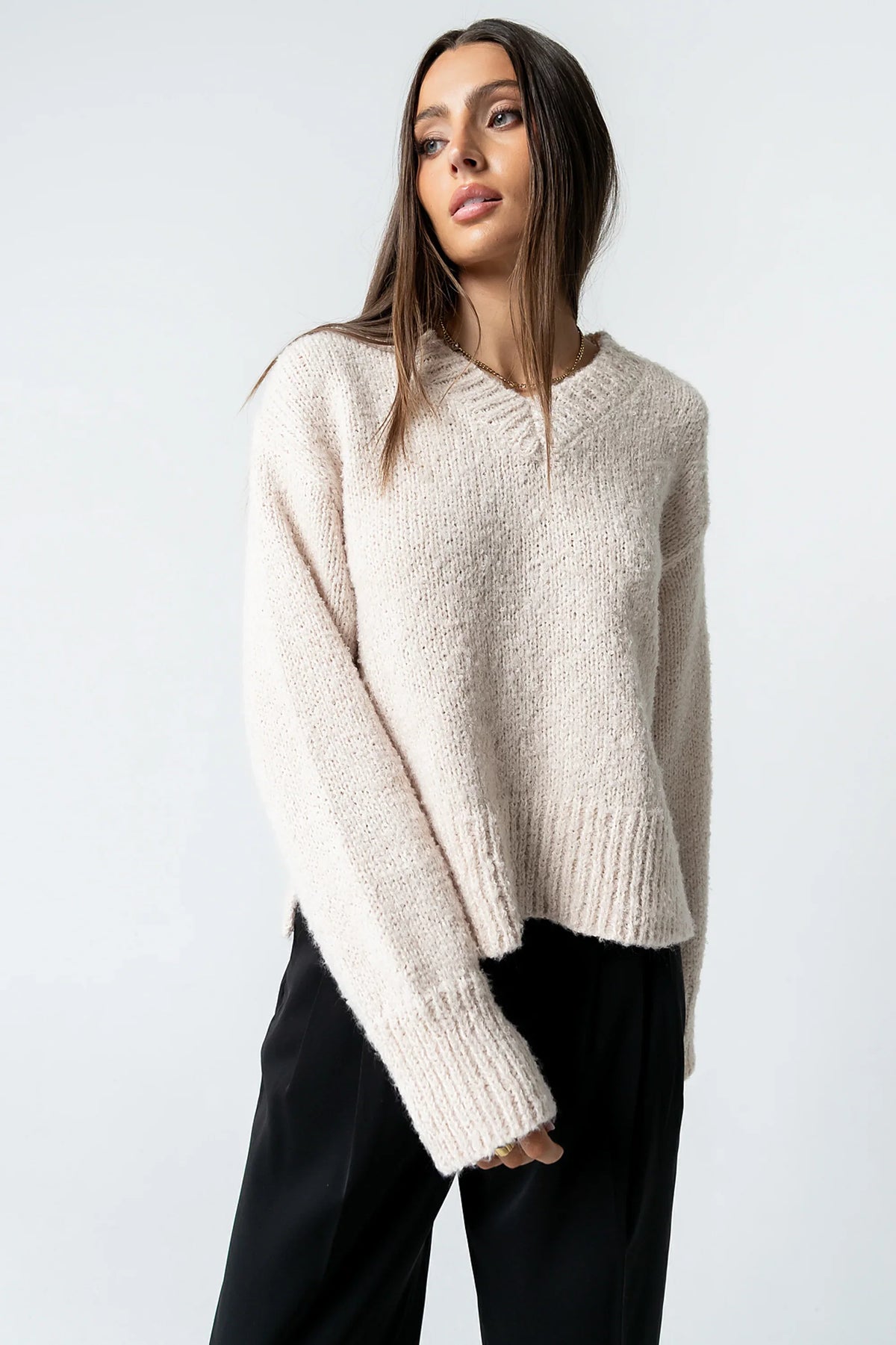 Junie Fuzzy Sweater in Cream