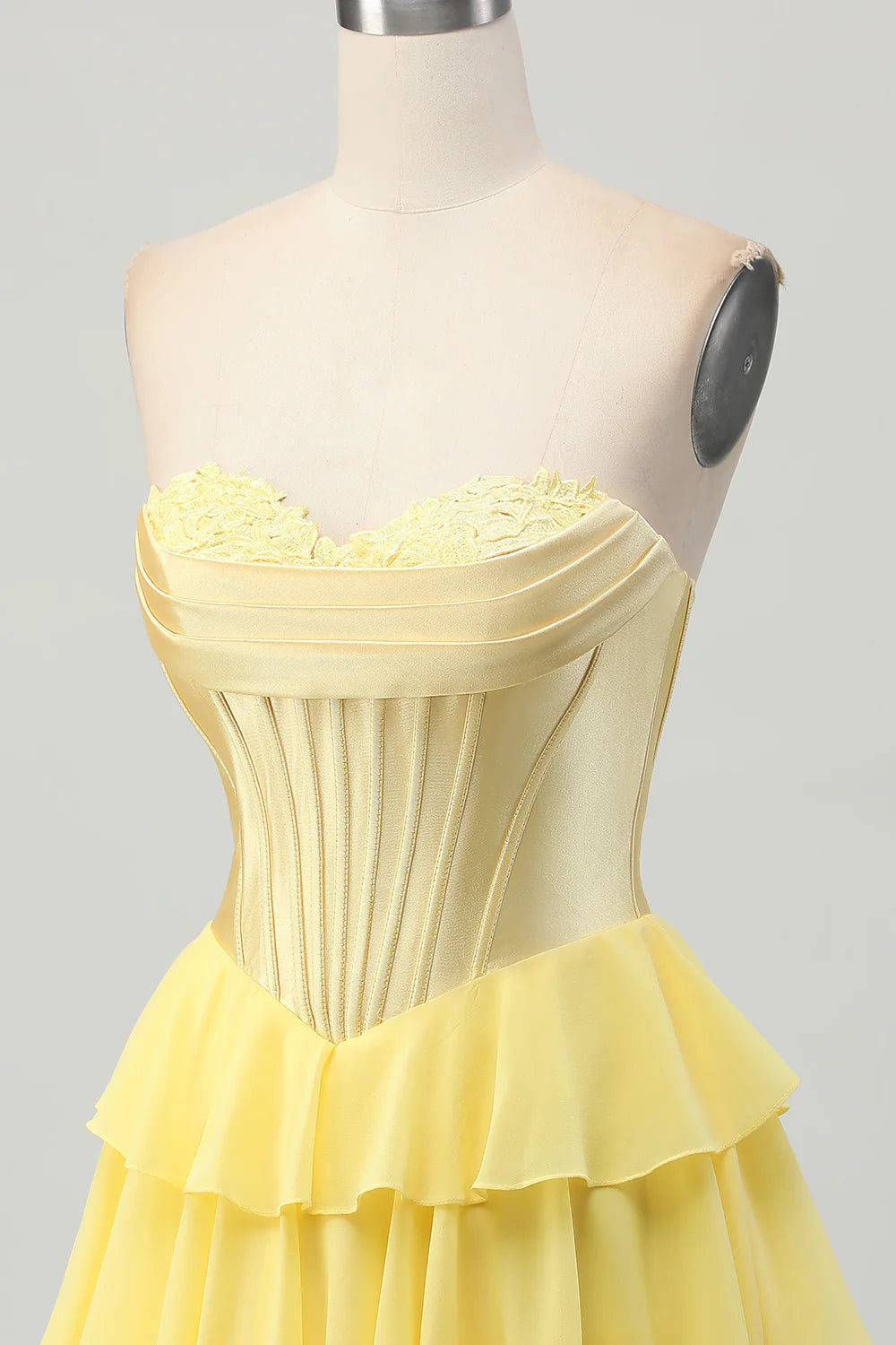Tiered Strapless A Line Corset Blue Homecoming Dress