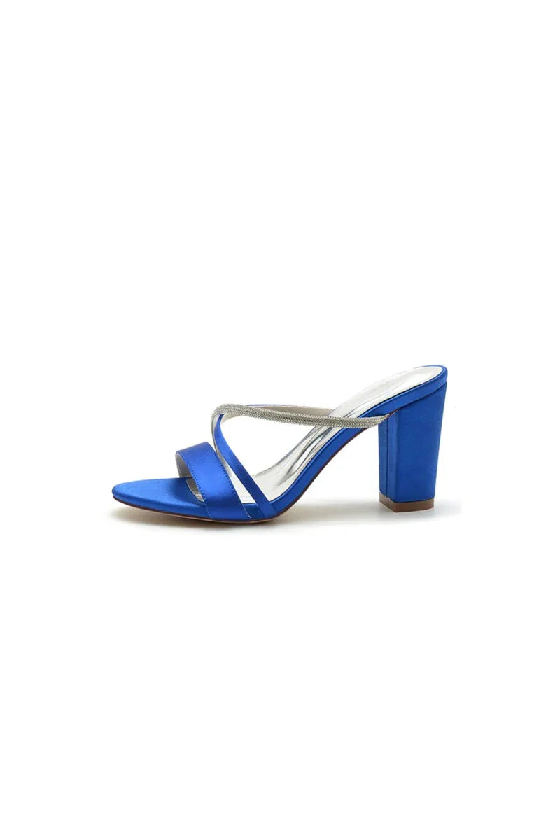 Cross Strap Open Toe High Heels With Rhinestone