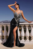EMBER GOWN FITTED CRYSTAL SATIN BODYCON DRESS