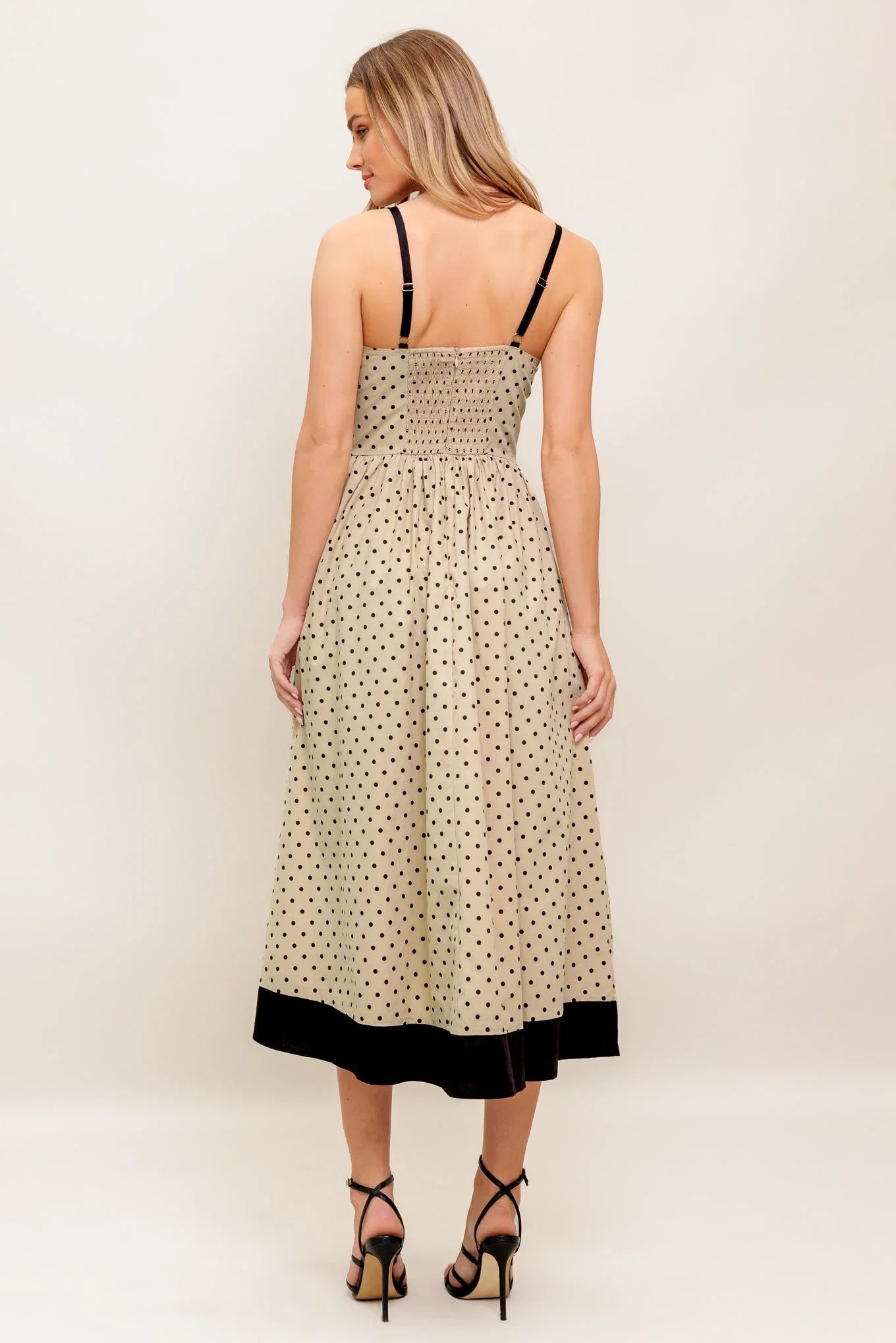 POLKA DOT PASSION MAXI DRESS TAUPE