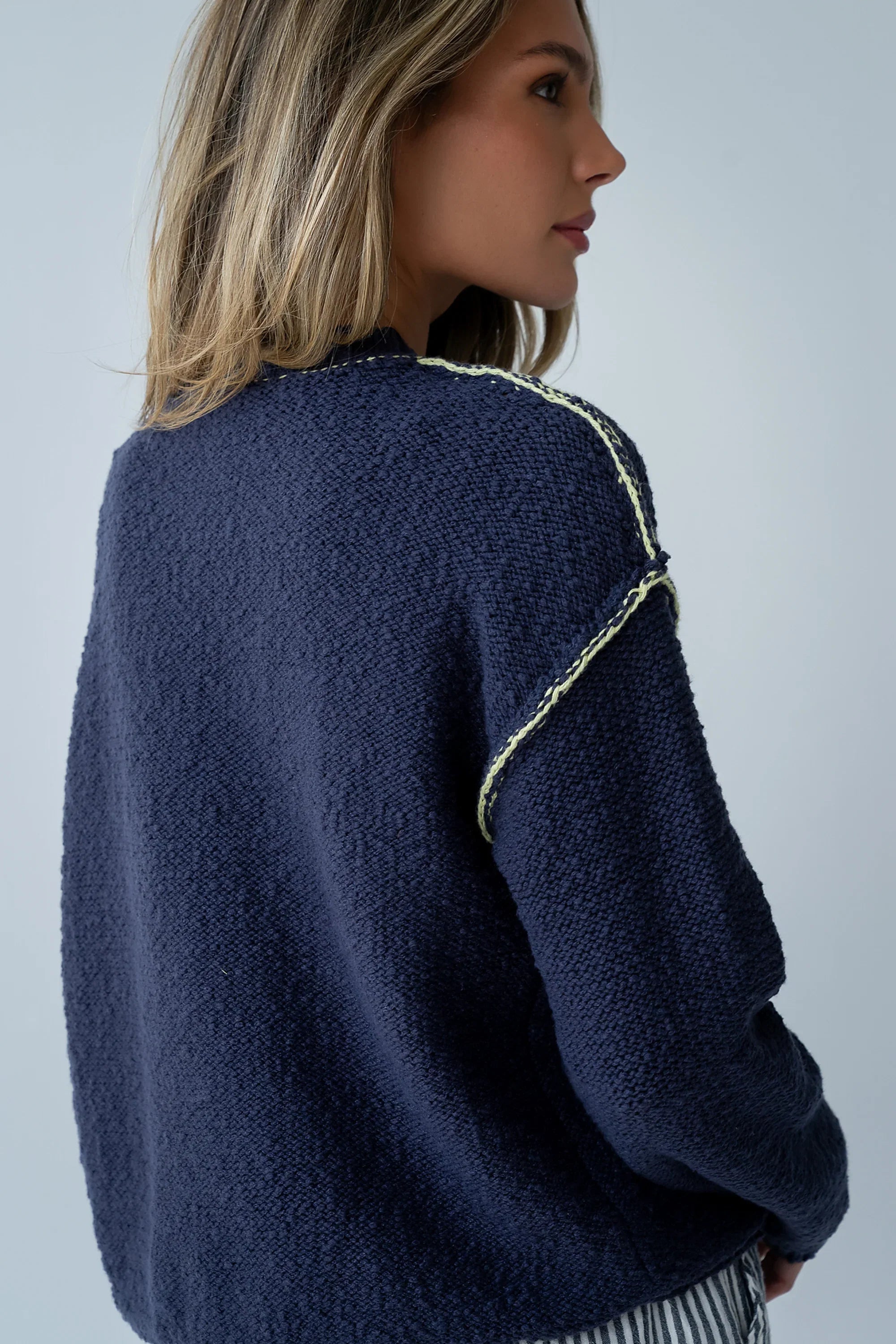 Mindi Contrast Sweater in Navy