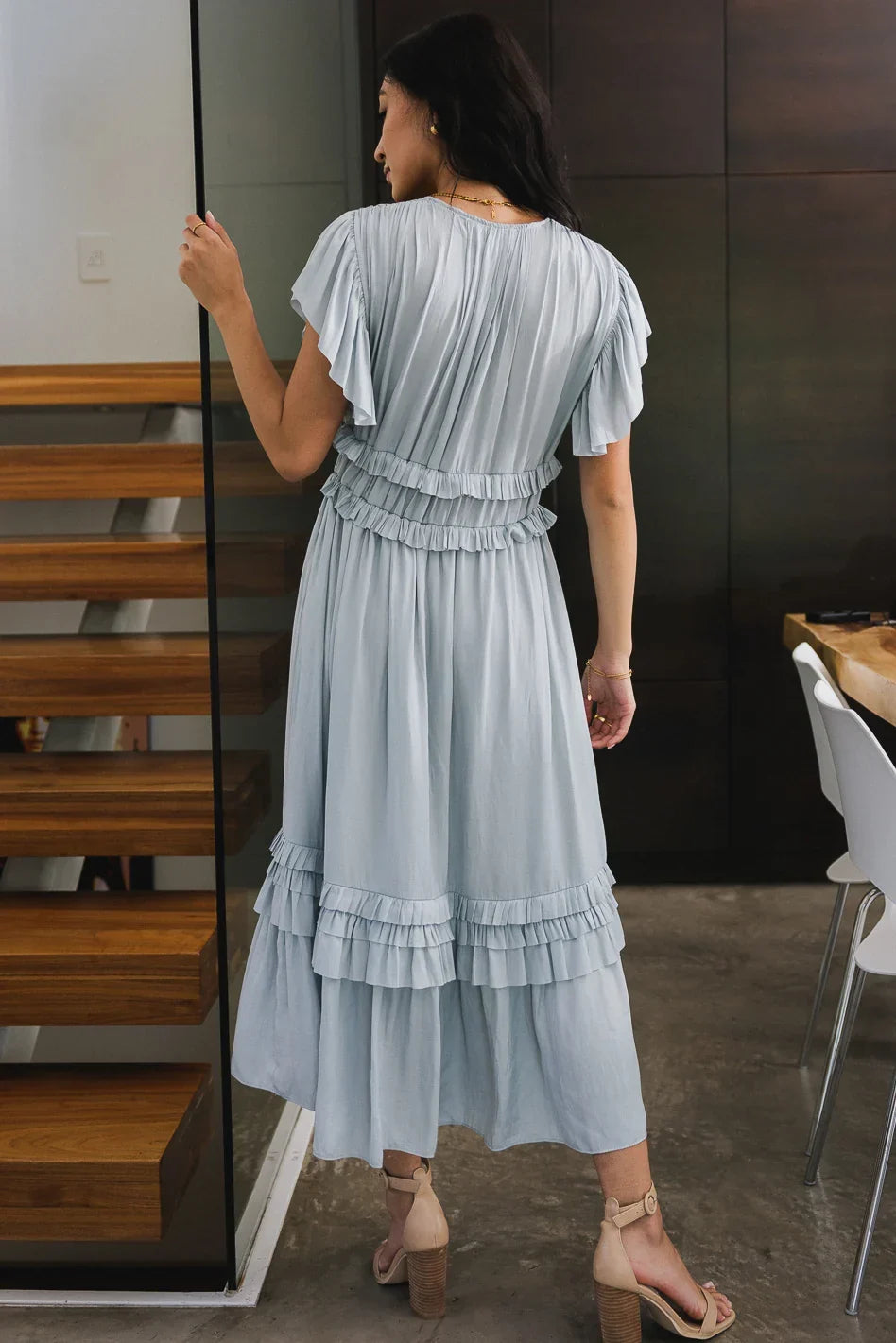 Willa Ruffle Dress in Light Blue FINAL SALE