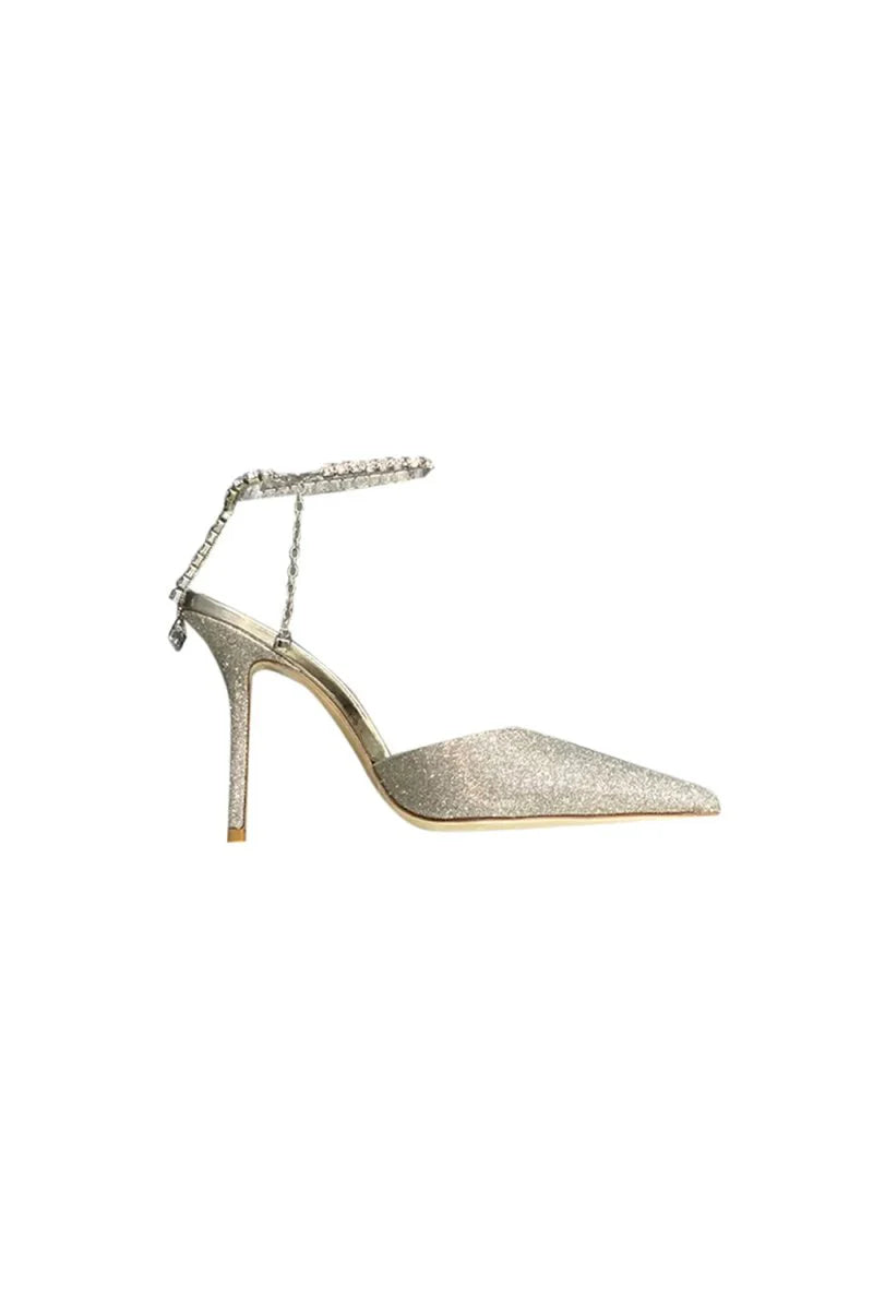 Off White Stiletto Ankle High Heel Sandals