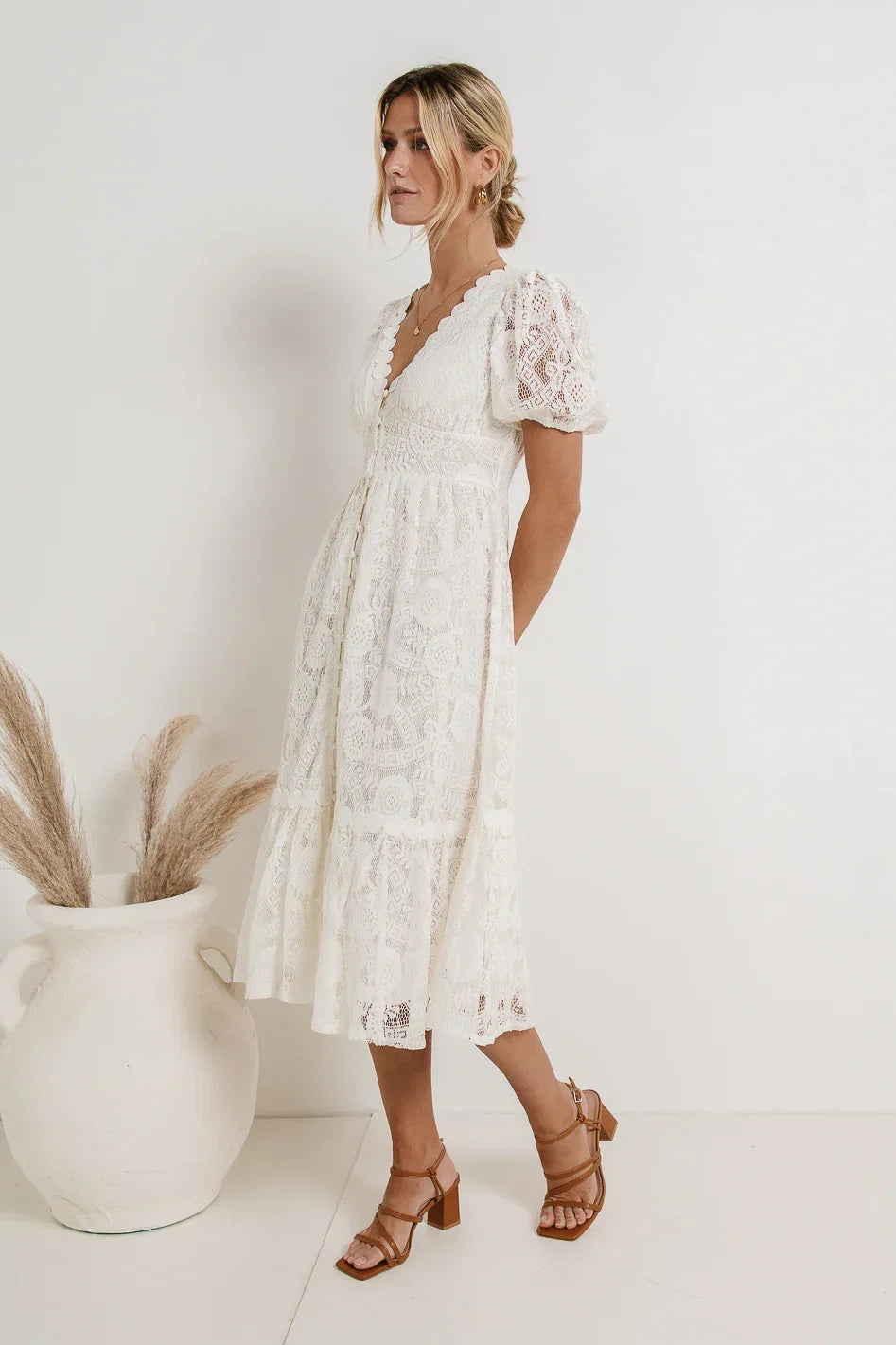 Rowan Lace Dress in White FINAL SALE