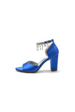 Open Toe Pearl Tassel Satin Chunky Heels