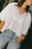 Faye Embroidered Blouse in White FINAL SALE