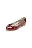 Pointed Toe Slip on Patent Leather Low Heels With Rhinestone