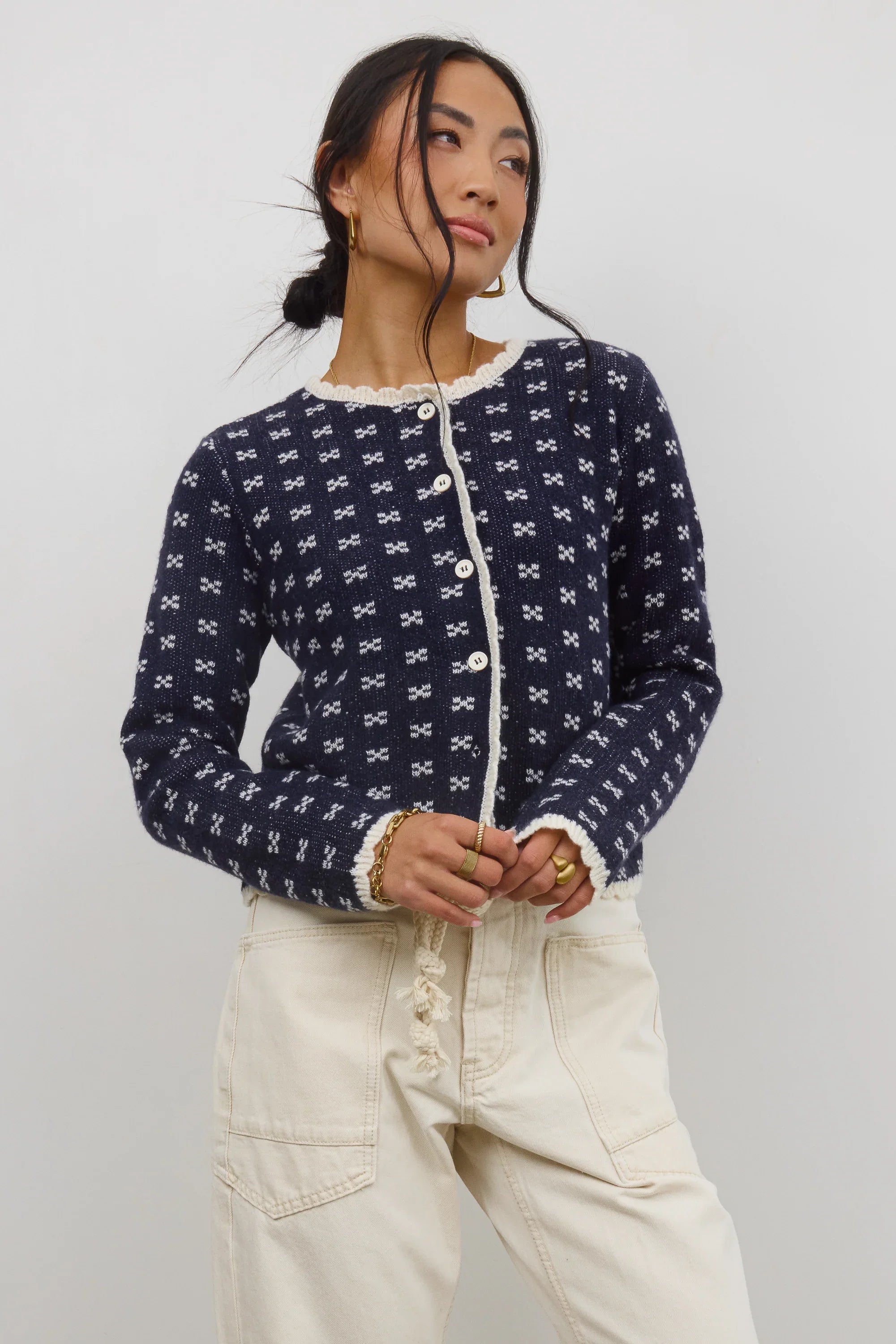 Courtney Scalloped Cardigan in Navy FINAL SALE