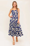 PETALS IN THE WIND MIDI DRESS NAVY