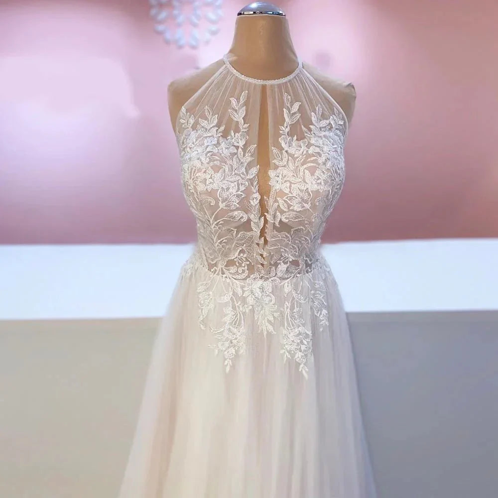 A line Lace Tulle Wedding Dress Boho Style Online