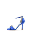 Square Open Toe Crystal Buckle Strap Chunky Heels