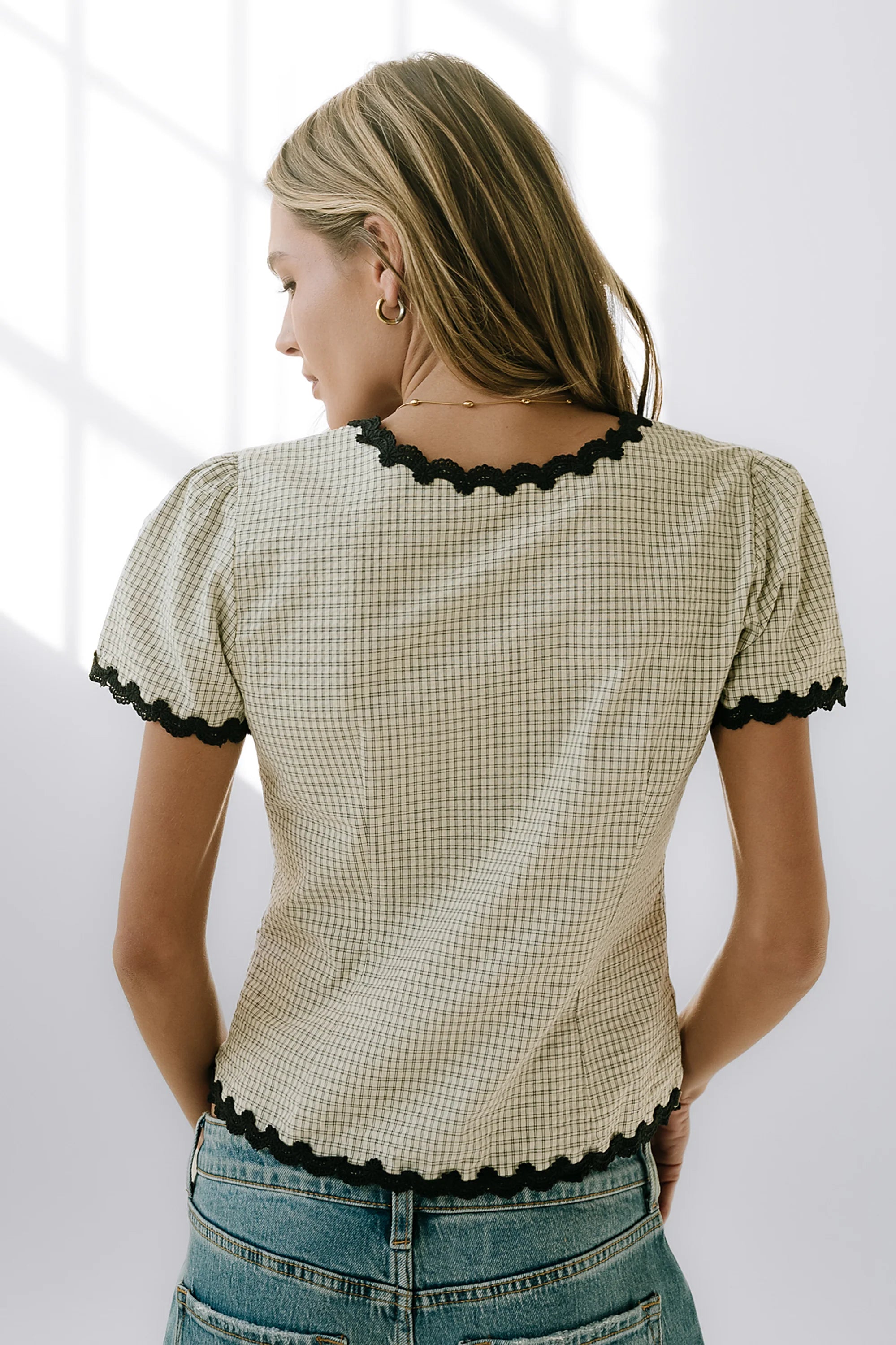 Serra Lace Trim Blouse in Ivory