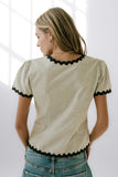 Serra Lace Trim Blouse in Ivory