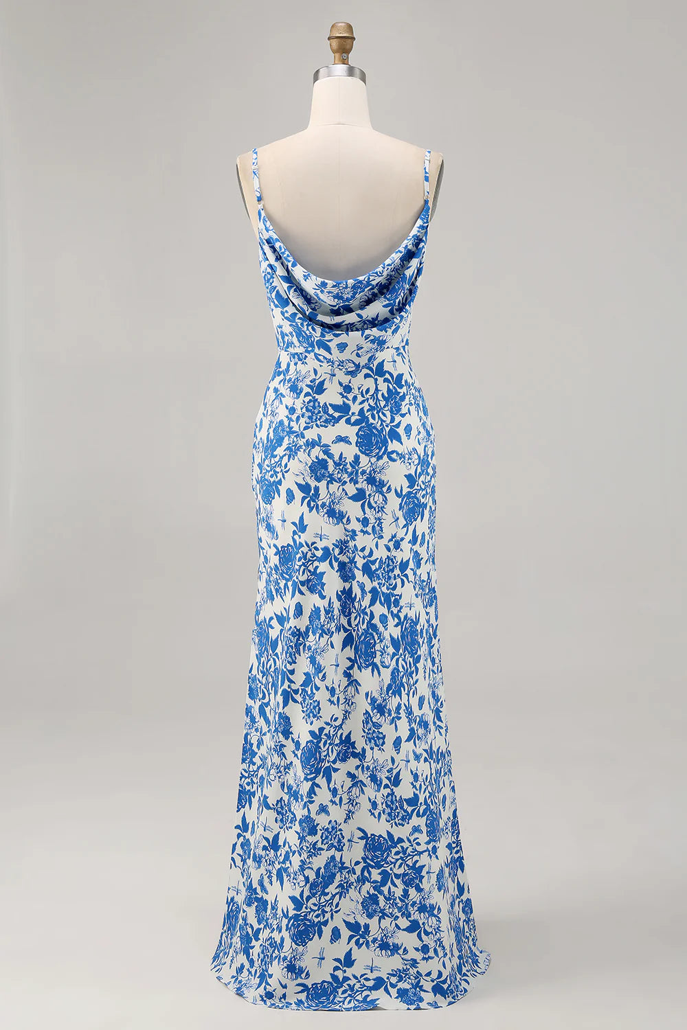 Red Flower Sheath Spaghetti Straps Floral Maxi Dress