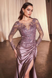 Sandra Gown Lace Long Sleeve Satin Formal Dress