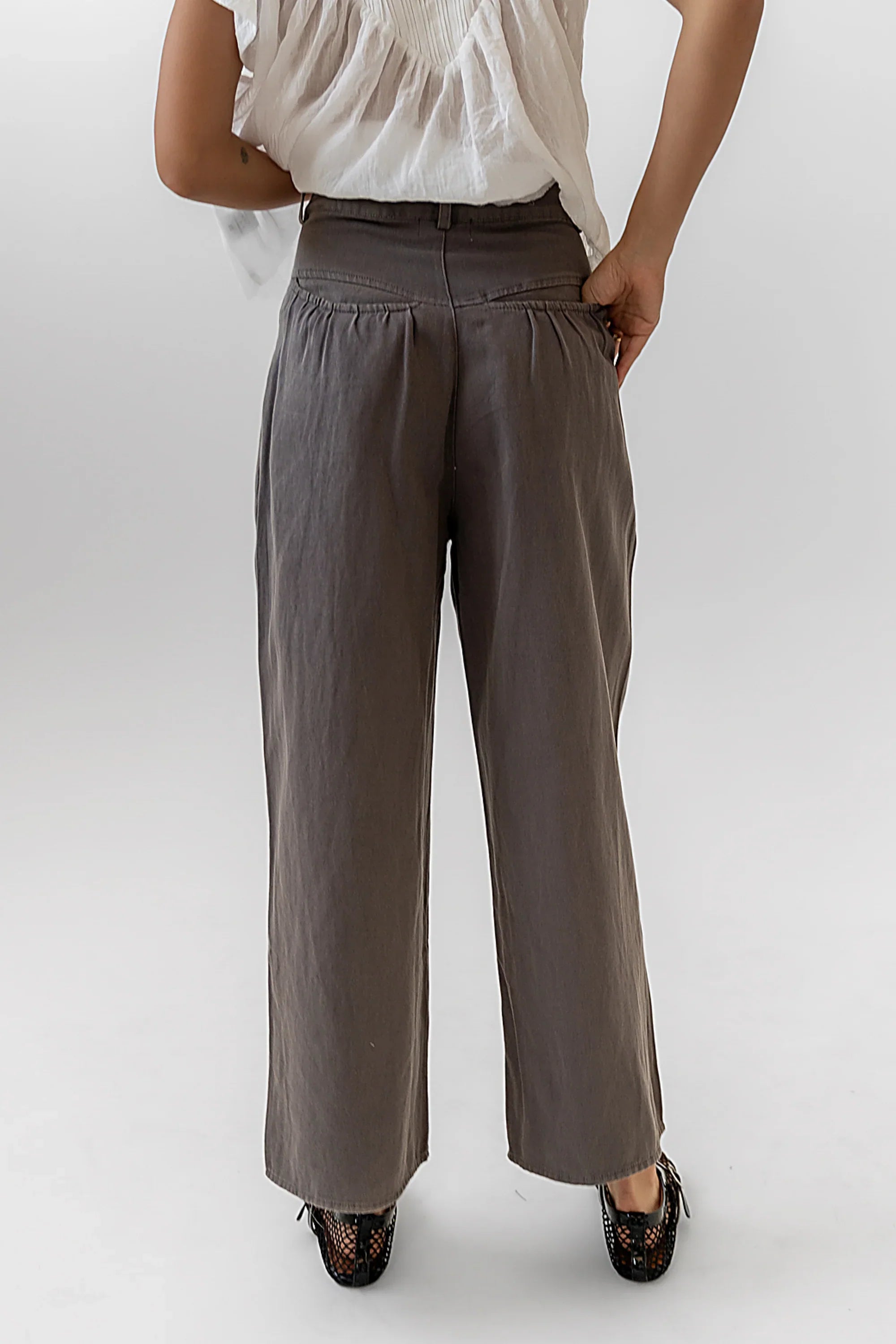 Casey Cropped Wide Leg Pants in Grey FINAL SALE