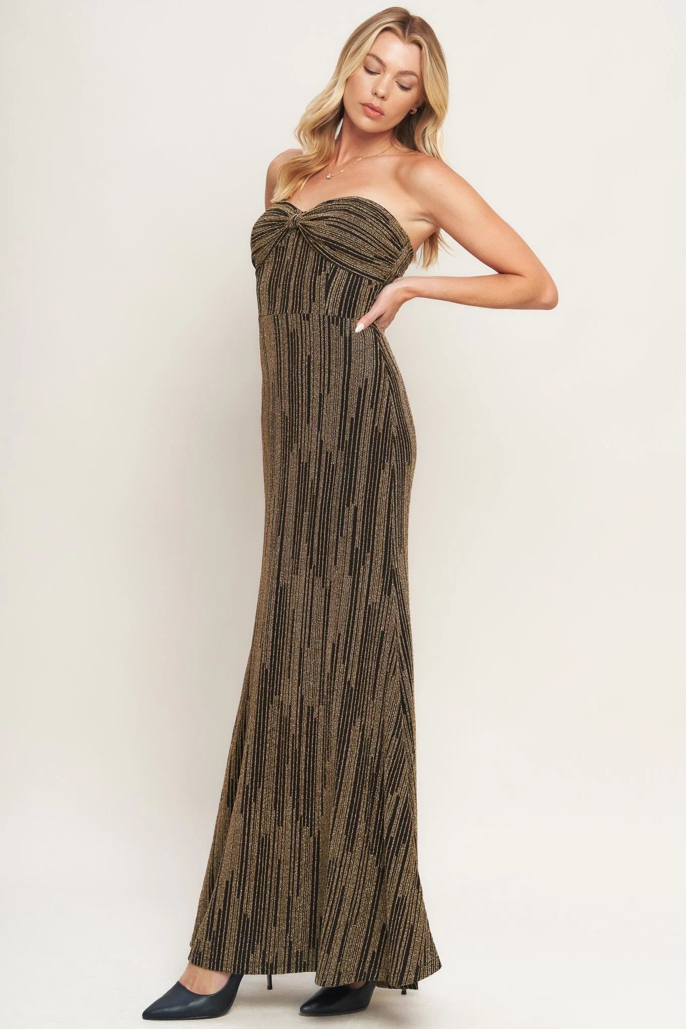 SACRED PROMISES METALLIC MAXI DRESS