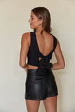 Leila Faux Leather Mini Skort