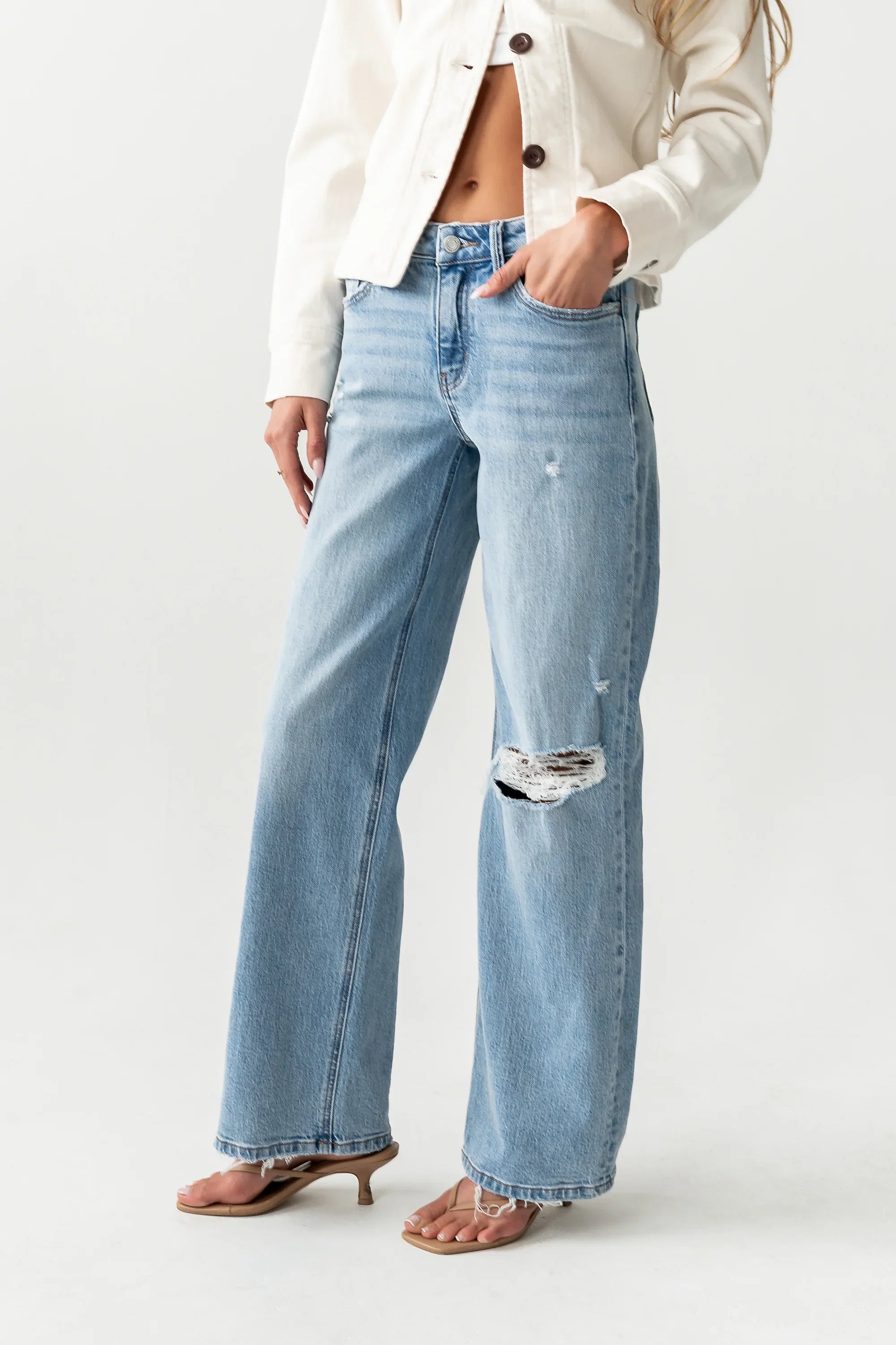 Devon Distressed Wide Leg Jeans