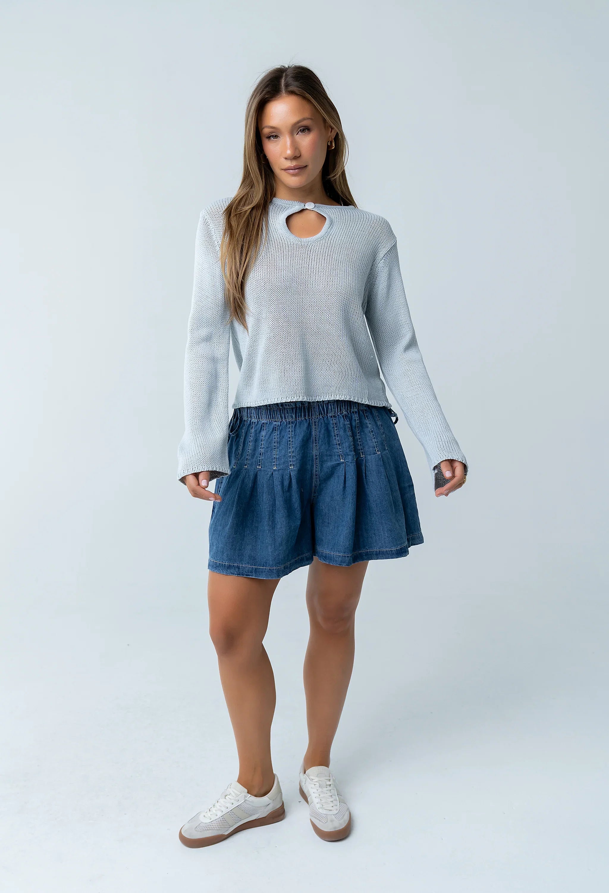 Reika Pleated Denim Shorts