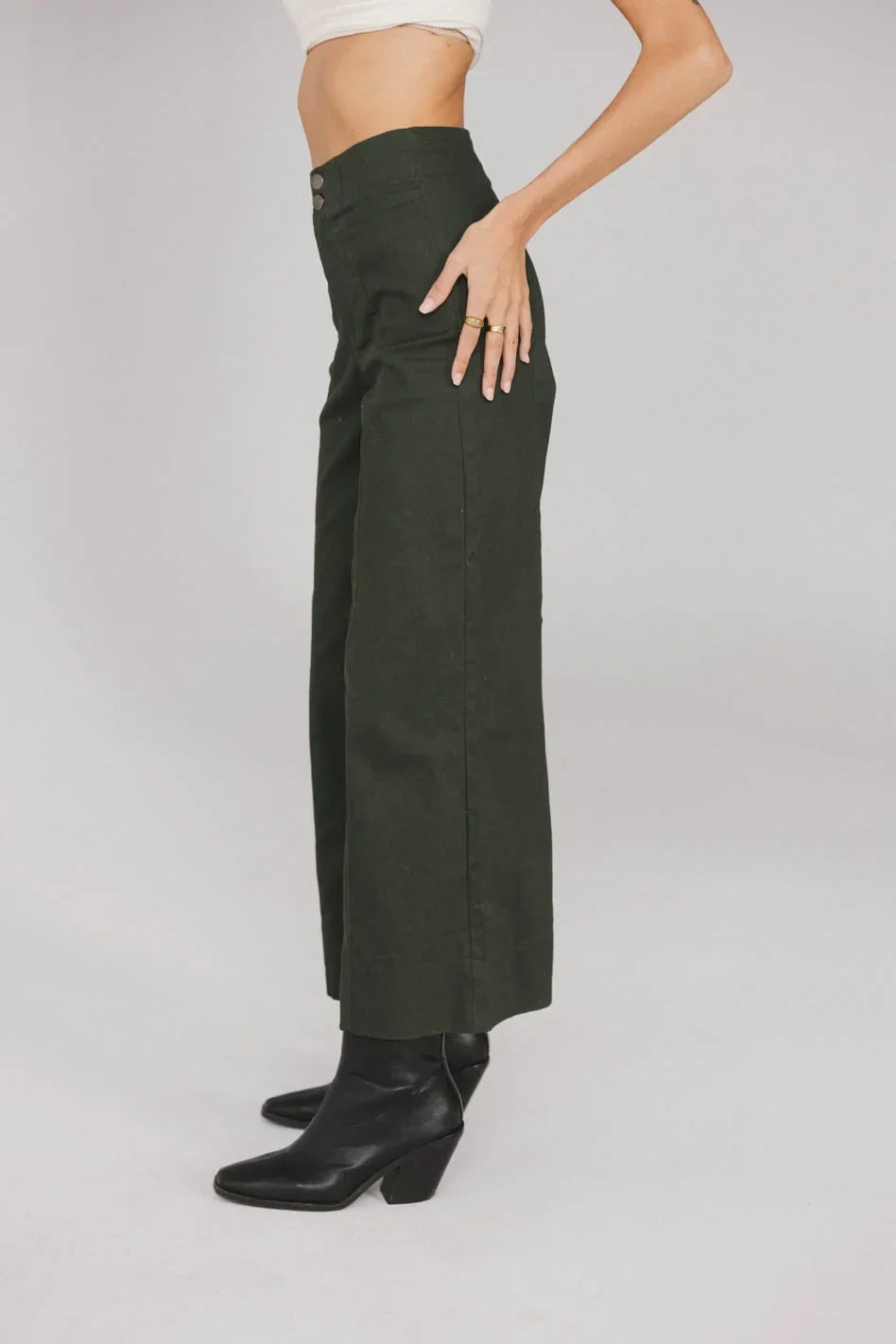 Aspen Wide Leg Pants in Hunter Green FINAL SALE