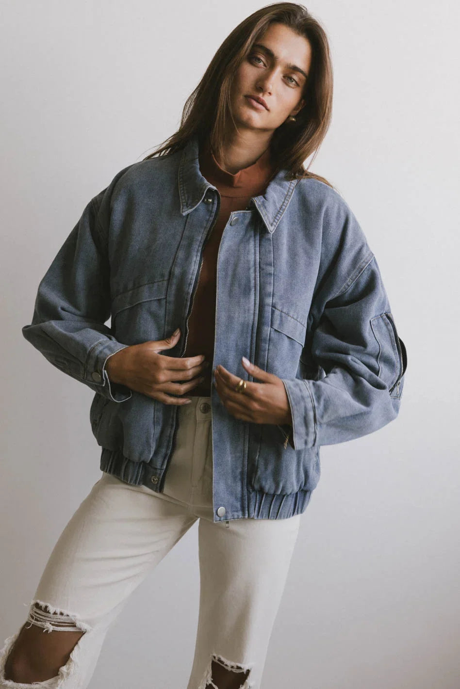Maeve Denim Bomber Jacket FINAL SALE