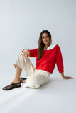 Eddie Collared Sweatshirt in Red