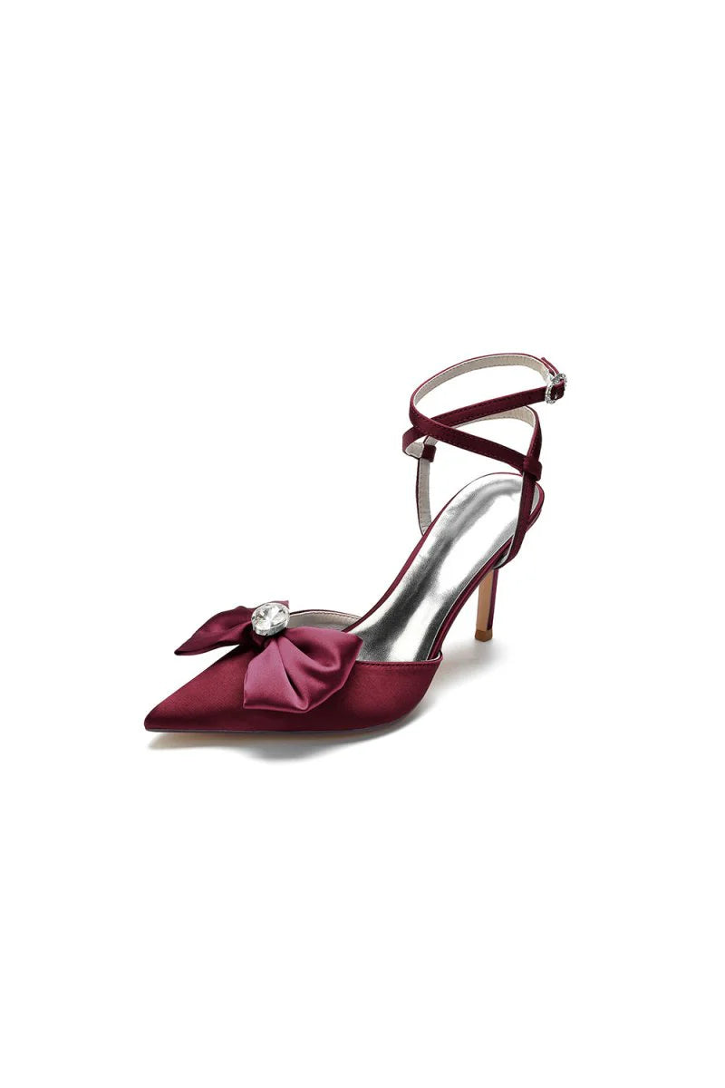 Buckle Strap Bow Pointed Toe High Heels