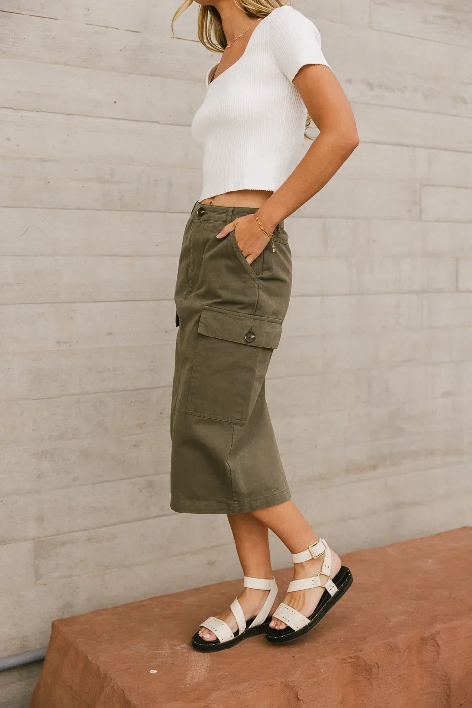 Damon Cargo Skirt in Olive FINAL SALE