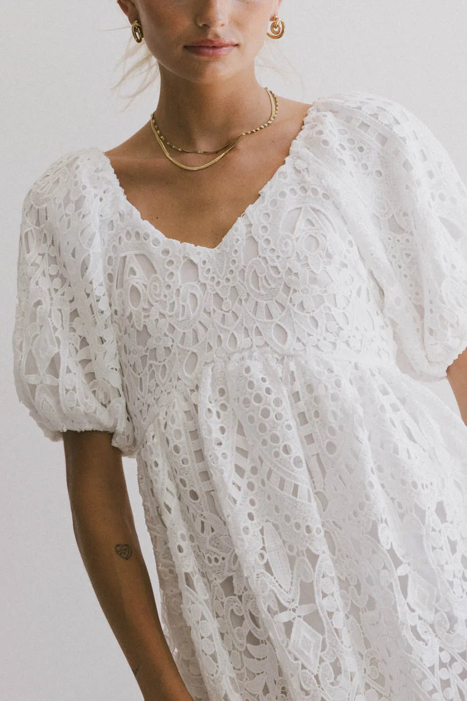 Devon Eyelet Lace Maxi Dress in Ivory FINAL SALE