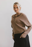 Meli Button Front Knit Sweater in Brown FINAL SALE