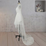 A Line Polka Dot Illusion Charm Asymmetrical Wedding Dress