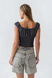 Morgan Smocked Top in Navy