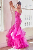 Anna Gown Fuchsia Mermaid Embellished Gown